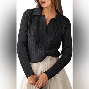 BRAND NEW Women’s Small (4-6) Black Cable Knit Women's Sweater